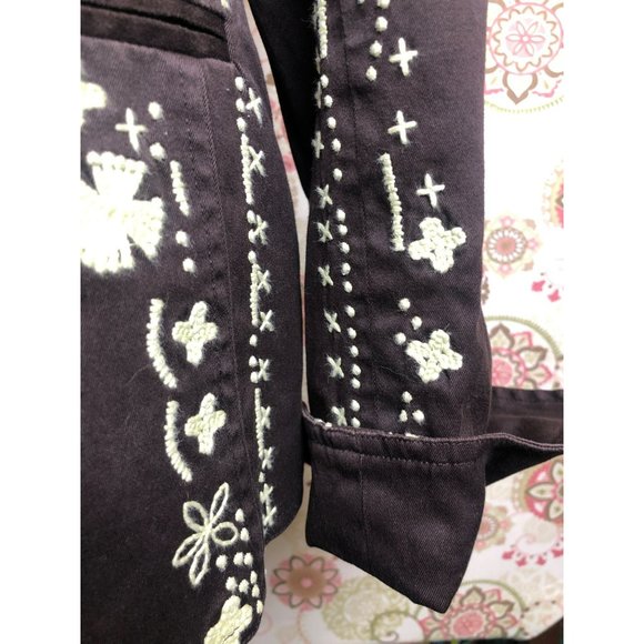 Women's XL David Brooks Lightweight Brown 2-way Zip Jacket w/Embroidery - Picture 5 of 8